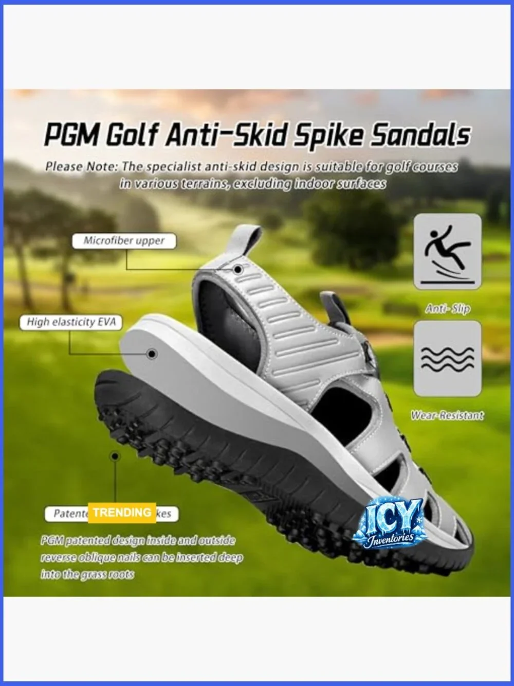 Closed Toe Sport Sandals with Anti-Slip Spikes, Breathable Golf Shoes